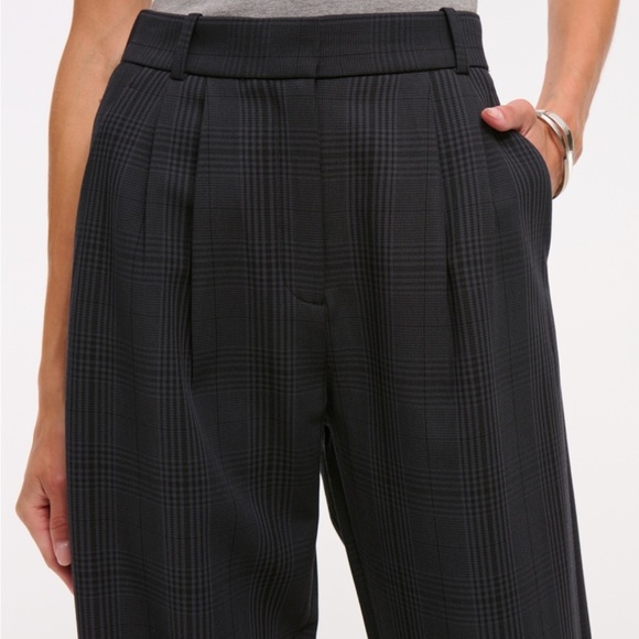 A&F Curve Love Sloane Tailored Wide Leg Pant in Black Plaid 25 - Picture 3 of 10